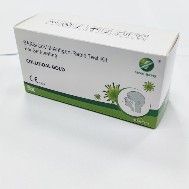 Covid 19 Ag Swab Test Antigen Kit Colloidal Gold 5 Tests/Kit CE Specificity 100%