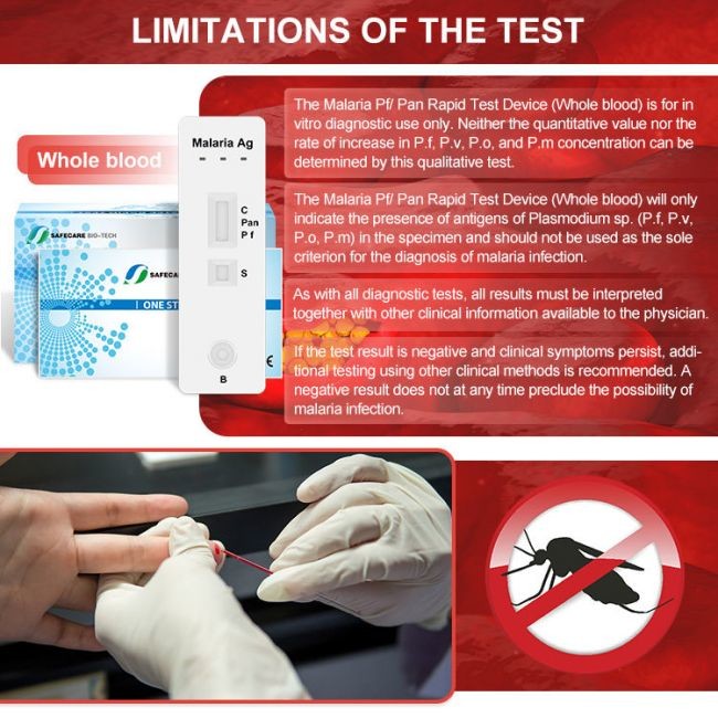 Whole Blood Malaria Rapid Diagnostic Test Kit PF PV Pan Infectious Disease Test